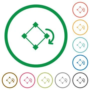 Rotate element flat icons with outlines Illustrazione stock