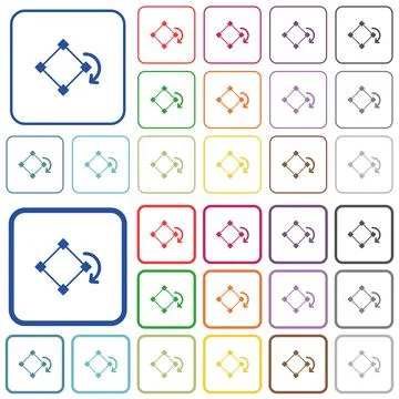 Rotate element outlined flat color icons Stock Illustration