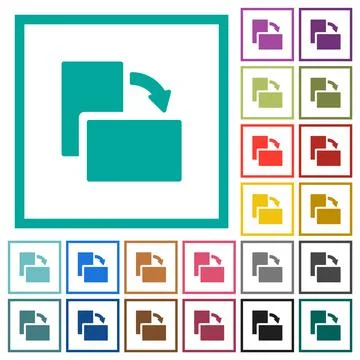 Rotate element right solid flat color icons with quadrant frames Stock Illustration