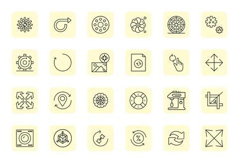 Rotate Essential Vector Set including 24 PIXEL Perfect Regular Bold Outline.. Stock Illustration