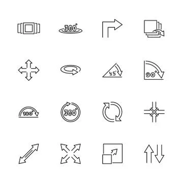 Rotate - Flat Vector line Icons Stock Illustration