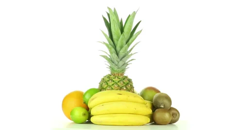 Rotate fruit on white background Stock Footage 37350398