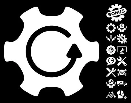 Rotate Gear Vector Icon With Tools Bonus Stock Illustration