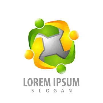 Rotate human figures character on sphere concept design. Symbol graphic templ Illustrazione stock