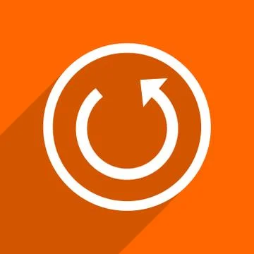 Rotate icon. Orange flat button. Web and mobile app design illustration 스톡 일러스트
