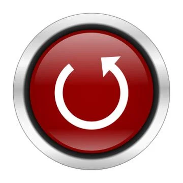 Rotate icon, red round button isolated on white background, web design illust Illustrazione stock