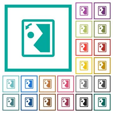 Rotate image left flat color icons with quadrant frames Stock Illustration