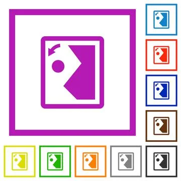 Rotate image left flat framed icons Illustrazione stock