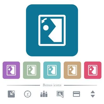 Rotate image left flat icons on color rounded square backgrounds Stock Illustration