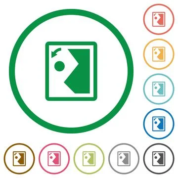 Rotate image left flat icons with outlines Stock Illustration