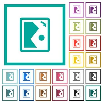 Rotate image right flat color icons with quadrant frames Stock Illustration