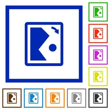 Rotate image right flat framed icons Illustrazione stock