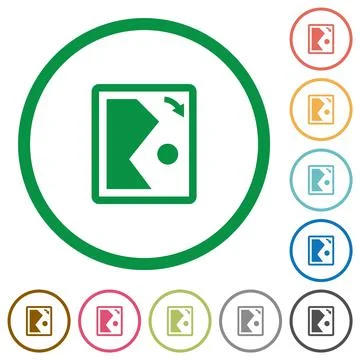 Rotate image right flat icons with outlines Stock Illustration