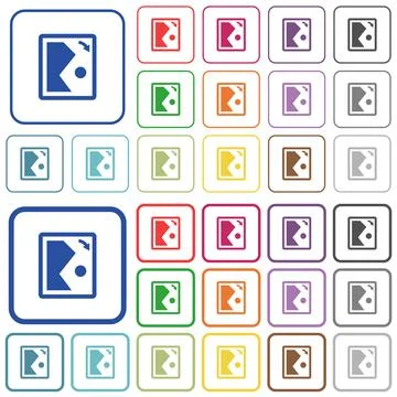 Rotate image right outlined flat color icons Stock Illustration