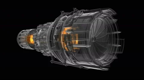 Rotate jet engine turbine of plane, aircraft concept, aviation and aerospace Stock Footage 68869086