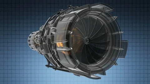 Rotate jet engine turbine of plane, aircraft concept,  Stock Footage 69994957