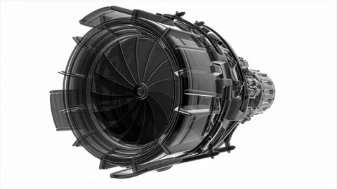 Rotate jet engine turbine of plane, aircraft concept, aviation and aerospace ind Stock Footage 70619365