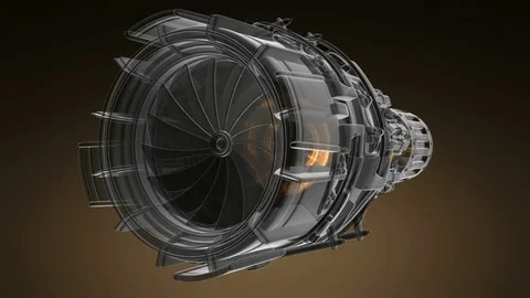 Rotate jet engine turbine of plane, aircraft concept, aviation and aerospace Stock Footage 73629950