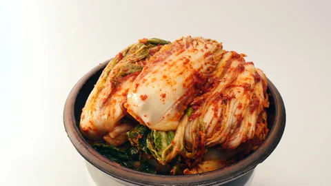 Rotate kimchi on a  crock Stock Footage 162633310