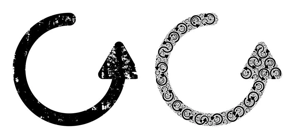 Rotate Left Arrow Icon Recursive Mosaic and Grunge Textured Icon Illustrazione stock