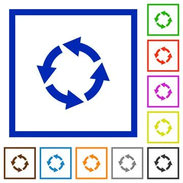 Rotate left flat framed icons Illustrazione stock
