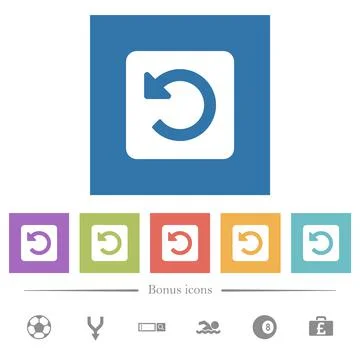 Rotate left flat white icons in square backgrounds イラスト素材
