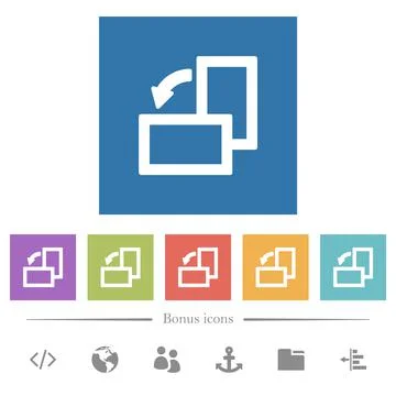 Rotate left flat white icons in square backgrounds イラスト素材
