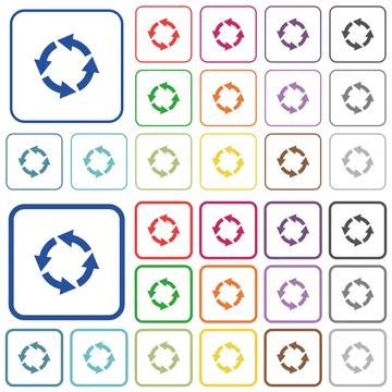 Rotate left outlined flat color icons Stock Illustration