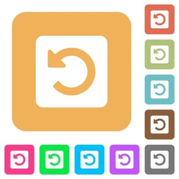 Rotate left rounded square flat icons Illustrazione stock