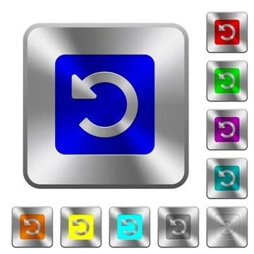 Rotate left rounded square steel buttons Illustrazione stock