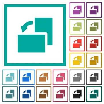 Rotate left solid flat color icons with quadrant frames Stock Illustration