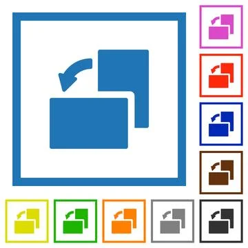 Rotate left solid flat framed icons Illustrazione stock