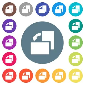 Rotate left solid flat white icons on round color backgrounds Stock Illustration