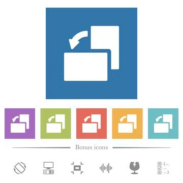 Rotate left solid flat white icons in square backgrounds 库存插图