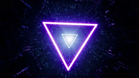 Rotate Neon Triangle Light Sci Fi Tunnel Stock Footage 201202226