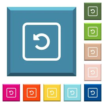 Rotate object left white icons on edged square buttons Stock Illustration