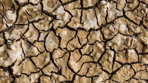 Rotate over dried earth moving mud macro dried soil top down Stock Footage 117467207