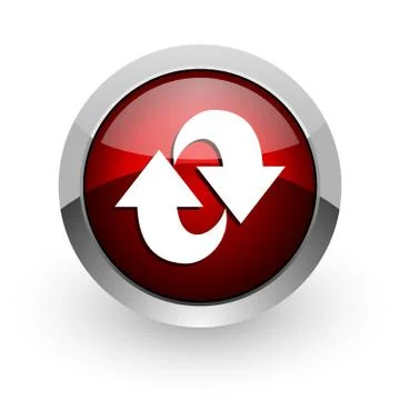 Rotate red circle web glossy icon. 스톡 일러스트