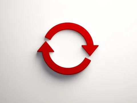 Rotate Red Symbol. 3D Render Illustration Illustrazione stock