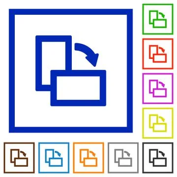 Rotate right framed flat icons Illustrazione stock