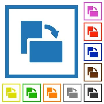 Rotate right solid flat framed icons Stockillustratie