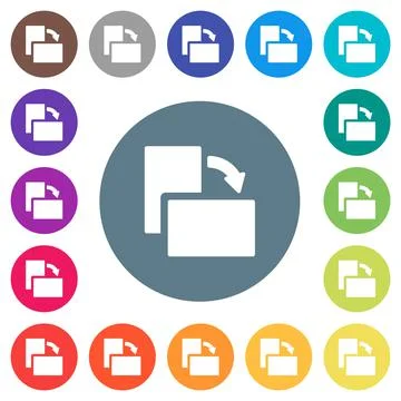 Rotate right solid flat white icons on round color backgrounds 库存插图