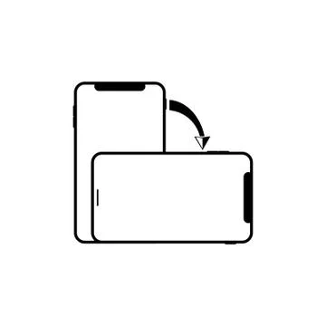Rotate smartphone icon in black or device rotation symbol on isolated white Stock Illustration