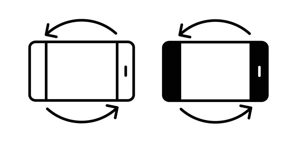 Rotate smartphone icon thin line and clipart style vector set 스톡 일러스트