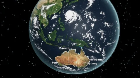 Rotate south, down, around the globe, to Australia Stock Footage 96136559