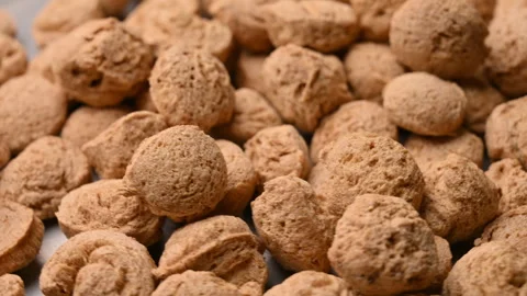 Rotate Vegetable Protein Soy Chunks Rotation Texture Close Up Stock Footage 326021491