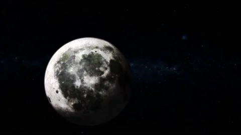 Rotated 3d Moon glowing planet view Stock Footage 221907578
