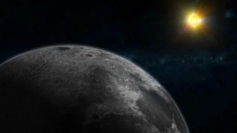 Rotated 3d Moon sun on space Stock Footage 221903870