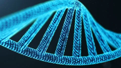Rotated 3D rendered Digital DNA molecule, structure. Concept binary code human Stock Footage 98567782