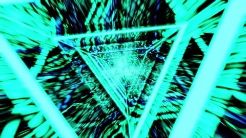 Rotated cyan blue emerald waved triangle VJ loop tunnel background0001-0240 Stock Footage 346033579